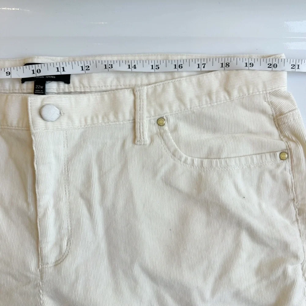 Talbots Petites NWT Corduroy Ribbed Straight Leg Pants Size 22 W Off White Cream